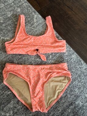 Old Navy girl xL Coral Pink Two-Piece Bikini Set with Knot Front